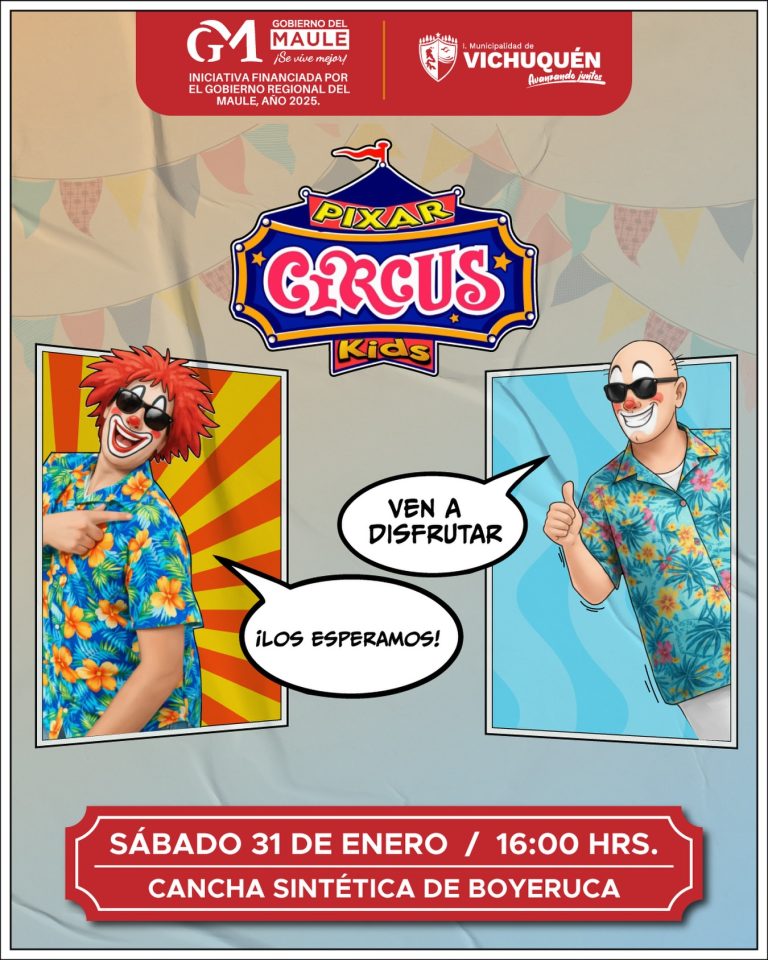 Este sábado 31, la diversión se toma Boyeruca con un espectáculo para los más pequeños de la casa. ¡Llega el Pixar Circus Kids!
