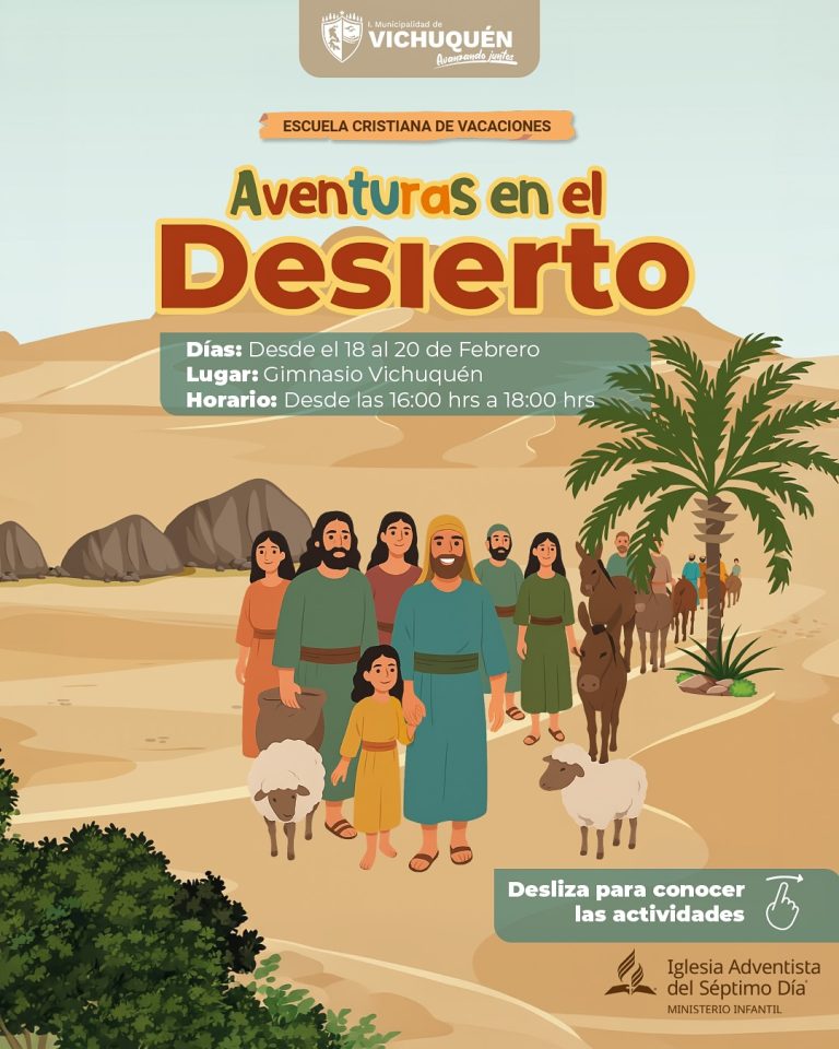¡Atención familias! El Ministerio Infantil de la Iglesia Adventista del Séptimo Día, invita a todos los niños y niñas a participar en una entretenida Escuela Cristiana de Vacaciones.