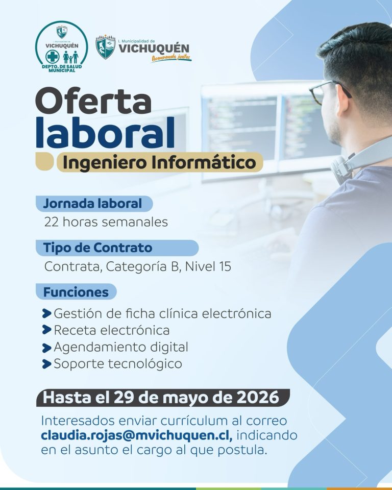 ¡Súmate a nuestro equipo! Postula al cargo de Ingeniero Informático en Salud