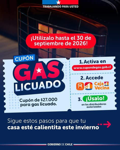 Ya puedes activar el Cupón Gas Licuado 2026 que entrega el Gobierno