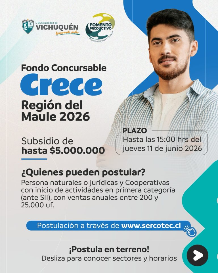 ¡ATENCIÓN EMPRENDEDORES DE VICHUQUÉN!
