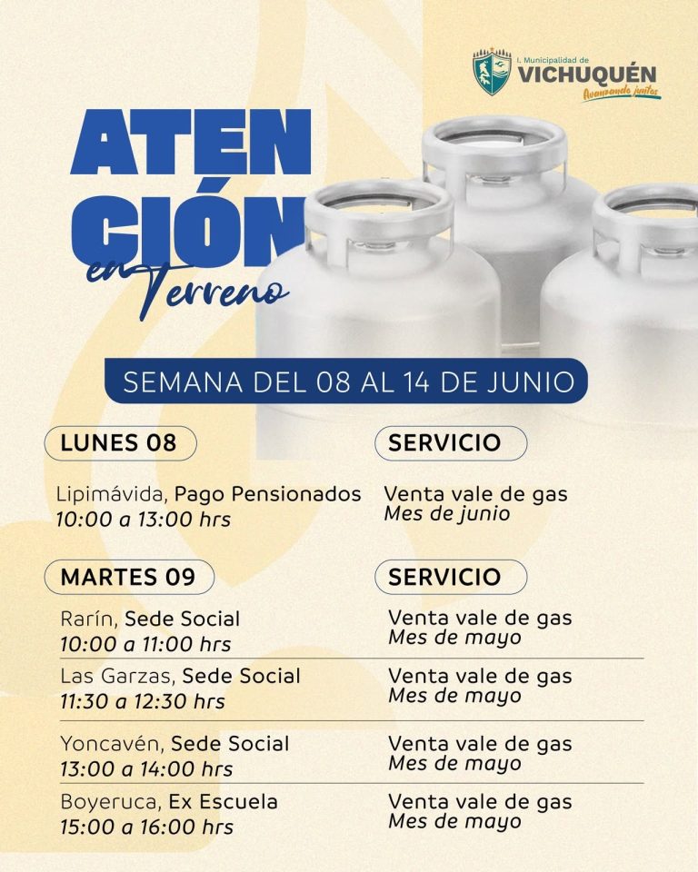 ¡ATENCIÓN VECINOS Y VECINAS! CALENDARIO DE ATENCIÓN EN TERRENO: SUBSIDIO DE GAS