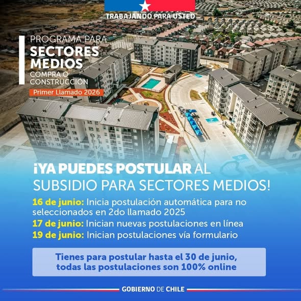 El Minvu informa: ¡Ya comenzó la postulación para el Primer Llamado 2026 del Subsidio para Sectores Medios (DS1)!